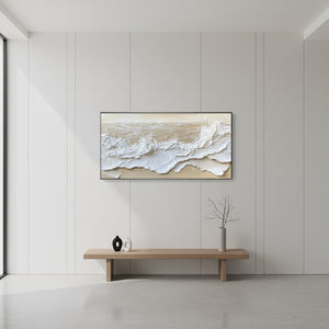 Textured 3D White Ocean Wave Impasto Hand-Painted Oil Painting #SS040
