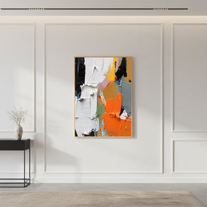 Hand-Painted Floral Oil Painting: Pink & Orange Impasto Texture Art #SS009