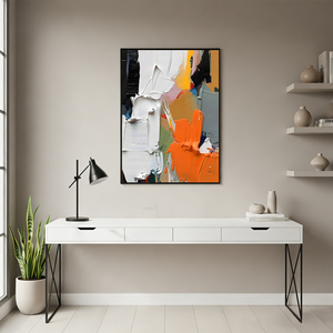 Hand-Painted Floral Oil Painting: Pink & Orange Impasto Texture Art #SS009