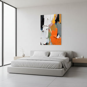 Hand-Painted Floral Oil Painting: Pink & Orange Impasto Texture Art #SS009