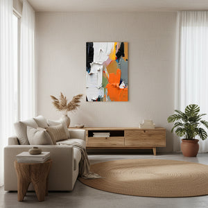 Hand-Painted Floral Oil Painting: Pink & Orange Impasto Texture Art #SS009