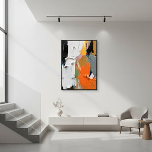 Hand-Painted Floral Oil Painting: Pink & Orange Impasto Texture Art #SS009