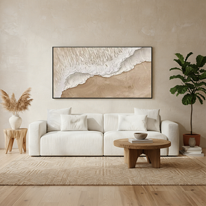 Beige 3D Wave Art | Textured Neutral Modern Wall Painting #SS041