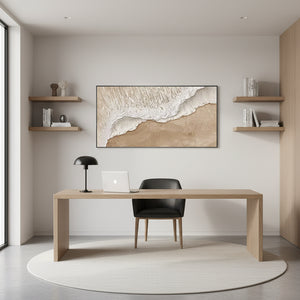 Beige 3D Wave Art | Textured Neutral Modern Wall Painting #SS041