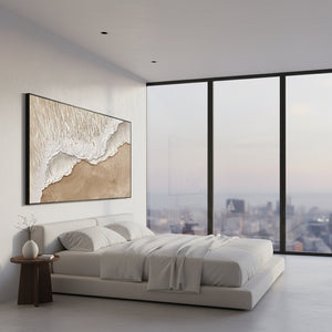 Beige 3D Wave Art | Textured Neutral Modern Wall Painting #SS041