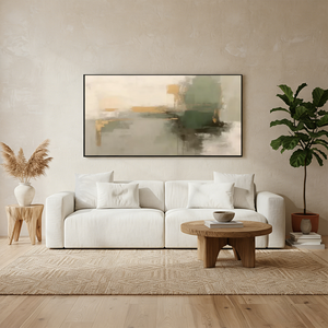 Modern Abstract Sage Green & Gold Hand-Painted Textured Oil Art #SS042