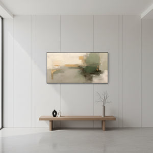 Modern Abstract Sage Green & Gold Hand-Painted Textured Oil Art #SS042