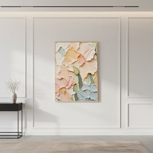 Pastel Floral Oil Art | 3D Impasto Petal Texture #SS012