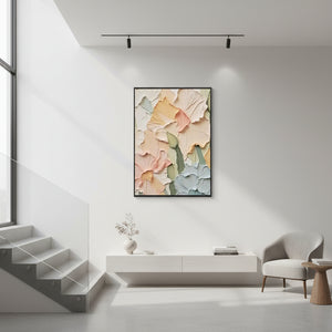 Pastel Floral Oil Art | 3D Impasto Petal Texture #SS012