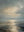 A vertical hand-painted oil painting of a vast ocean seascape with soft sunlight breaking through gray and white clouds, reflecting on the gentle waves of the sea in a romantic style.
