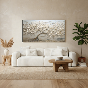 3D White Tree of Life Wall Art | Hand-Painted Prosperity Tree #SS044