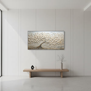 3D White Tree of Life Wall Art | Hand-Painted Prosperity Tree #SS044