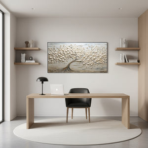 3D White Tree of Life Wall Art | Hand-Painted Prosperity Tree #SS044