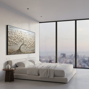 3D White Tree of Life Wall Art | Hand-Painted Prosperity Tree #SS044