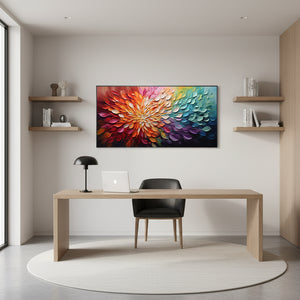 3D Textured Vibrant Multi-Color Floral Abstract Hand-Painted Oil Art #SS046