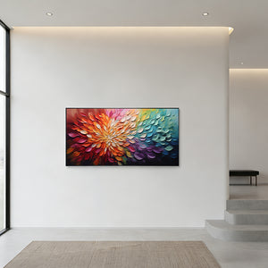 3D Textured Vibrant Multi-Color Floral Abstract Hand-Painted Oil Art #SS046