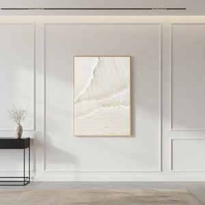 White Minimalist Relief Art | Textured Plaster Waves #SS017