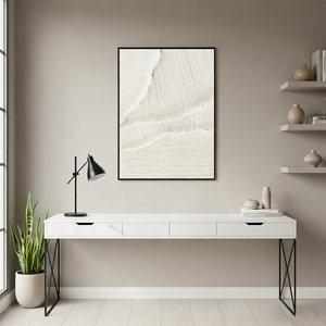 White Minimalist Relief Art | Textured Plaster Waves #SS017