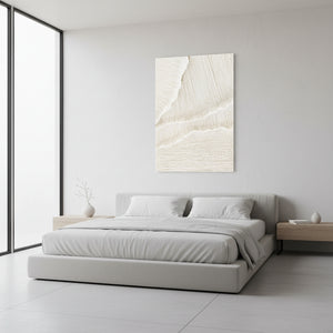 White Minimalist Relief Art | Textured Plaster Waves #SS017