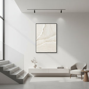 White Minimalist Relief Art | Textured Plaster Waves #SS017