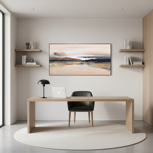 Earthy Horizon Abstract Oil Painting | Hand-Painted Wabi-Sabi Art #SS050