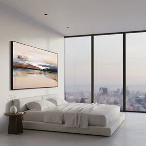 Earthy Horizon Abstract Oil Painting | Hand-Painted Wabi-Sabi Art #SS050
