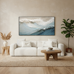 Textured Ocean Wave Oil Painting: Abstract 3D Sea Modern Wall Art #SS052