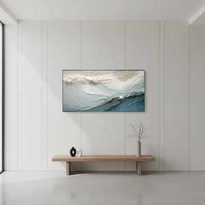 Textured Ocean Wave Oil Painting: Abstract 3D Sea Modern Wall Art #SS052