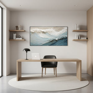 Textured Ocean Wave Oil Painting: Abstract 3D Sea Modern Wall Art #SS052