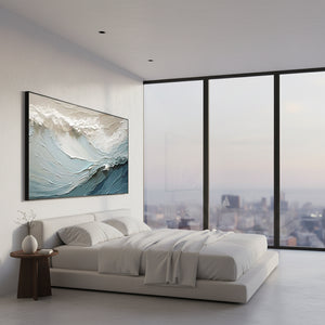 Textured Ocean Wave Oil Painting: Abstract 3D Sea Modern Wall Art #SS052