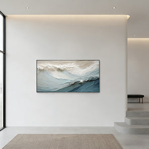 Textured Ocean Wave Oil Painting: Abstract 3D Sea Modern Wall Art #SS052