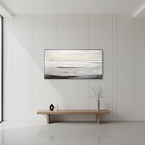 Abstract Horizon Oil Painting: Minimalist Ocean Zen Hand-Painted Art #SS054