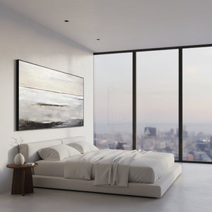 Abstract Horizon Oil Painting: Minimalist Ocean Zen Hand-Painted Art #SS054