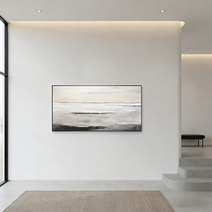 Abstract Horizon Oil Painting: Minimalist Ocean Zen Hand-Painted Art #SS054