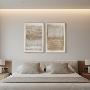 Wabi Sabi Textured Wall Art | Neutral Abstract Diptych #SS028