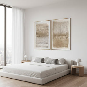 Wabi Sabi Textured Wall Art | Neutral Abstract Diptych #SS028