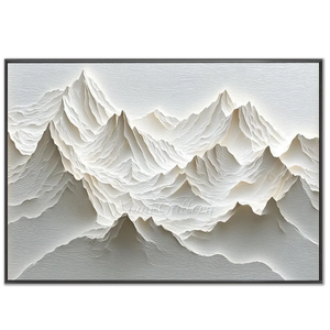 Serene White Mountain Peaks Textured Abstract Art #NM507