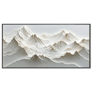 Serene White Mountain Peaks Textured Abstract Art #NM507