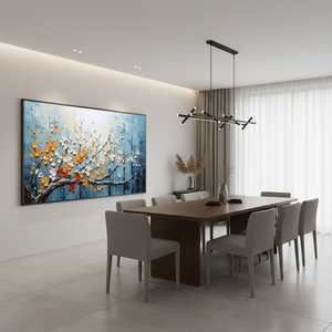 Blue & Gold 3D Blossoming Tree Art #SS069