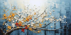 Blue & Gold 3D Blossoming Tree Art #SS069