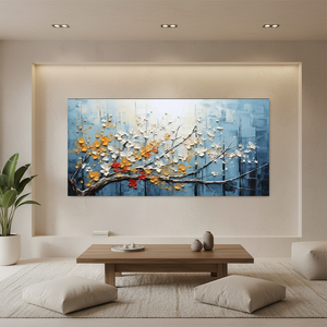 Blue & Gold 3D Blossoming Tree Art #SS069