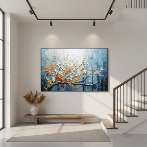 Blue & Gold 3D Blossoming Tree Art #SS069