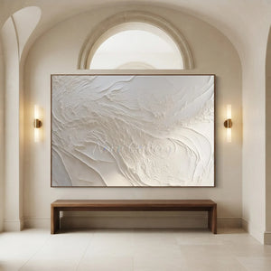 Serene White Textured Abstract Painting #NM573