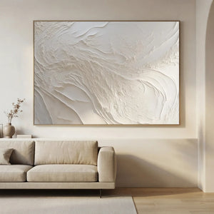 Serene White Textured Abstract Painting #NM573