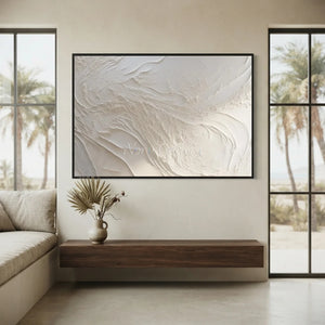 Serene White Textured Abstract Painting #NM573