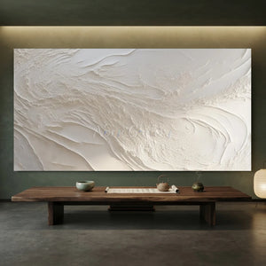 Serene White Textured Abstract Painting #NM573