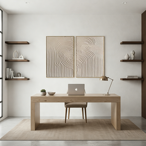 Zen Sand Texture Wall Art | Wabi Sabi Abstract Diptych #SS029