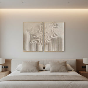 Zen Sand Texture Wall Art | Wabi Sabi Abstract Diptych #SS029
