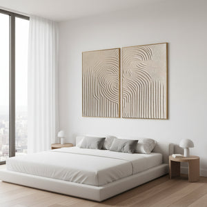 Zen Sand Texture Wall Art | Wabi Sabi Abstract Diptych #SS029