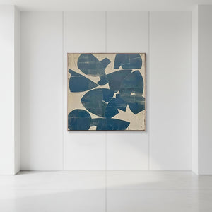 Deep Blue Geometric Abstract Painting | Modern Textured Wall Art #SS026